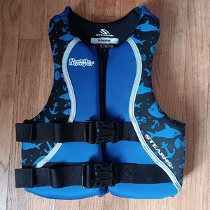 Stearns Puddle Jumper Blue Youth Zip-Up Water Ski Flotation Vest USCG Approved